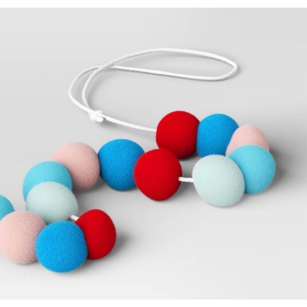 Target 4' Colorful Pom Poms Mini Christmas Tree Garland Blue/Red Wondershop™